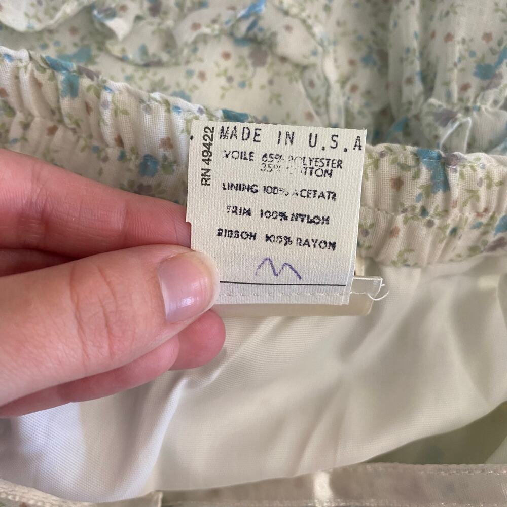 Gunne Sax Jeunes Filles Vintage 1970 Cream Blue Floral Ruffled Skirt Set Size 14 - Picture 13 of 16
